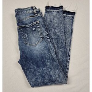 KanCan 5-Button Fly Acid Wash Distressed Skinny Jeans Ripped Raw Hem 27 (7 or S)